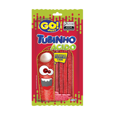 TUBINHOS GO JELLY MORANGO ACIDO  70G