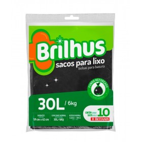 SACO LIXO BRILHUS PRETO ALMOFADA 10X30L