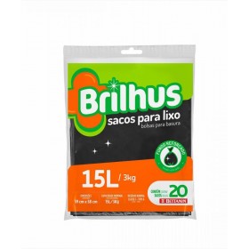 SACO LIXO BRILHUS PRETO ALMOFADA 20X15L
