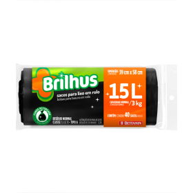 SACO LIXO BRILHUS PRETO ROLO 60X15L