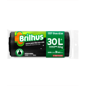 SACO LIXO BRILHUS PRETO ROLO 30X30L