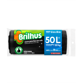 SACO LIXO BRILHUS PRETO ROLO 30X50L