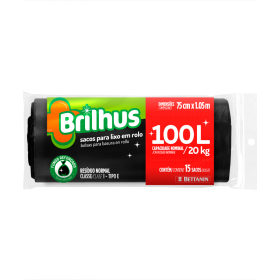 SACO LIXO BRILHUS PRETO ROLO 15X100L