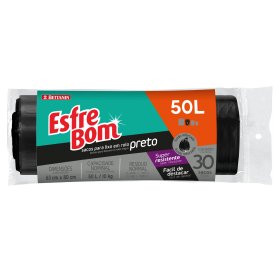 SACO LIXO ESFREBOM PRETO ROLO 30X50L