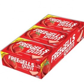 CHICLE FREEGELLS GUM MORANGO C/15