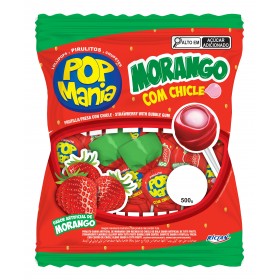 PIRULITO POP MANIA MORANGO 500G