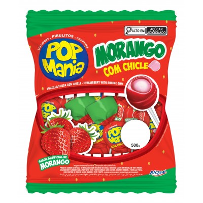 PIRULITO POP MANIA MORANGO 500G